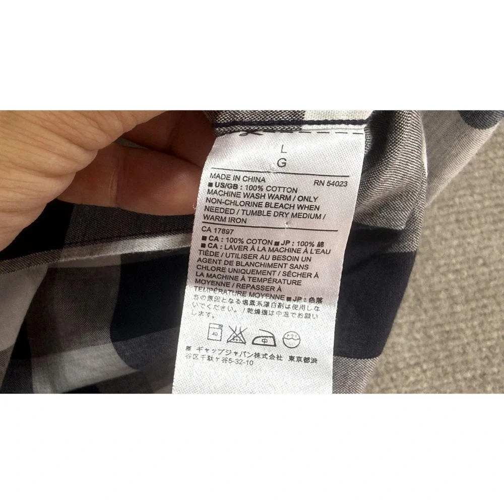 Banana Republic Shirt Mens Large Blue Check Long Sleeve Button Front Casual
